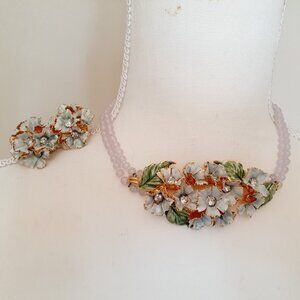 Sandor Vintage Enamel Necklace & Earring Set